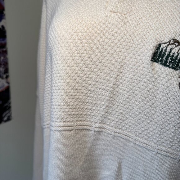 Vintage Embroidered Forrest Deer Soft Cream Crewneck Sweater - Picture 10 of 10